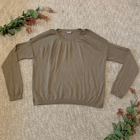 Garage Cold Shoulder Olive Green Light Sweater - Picture 3 of 10